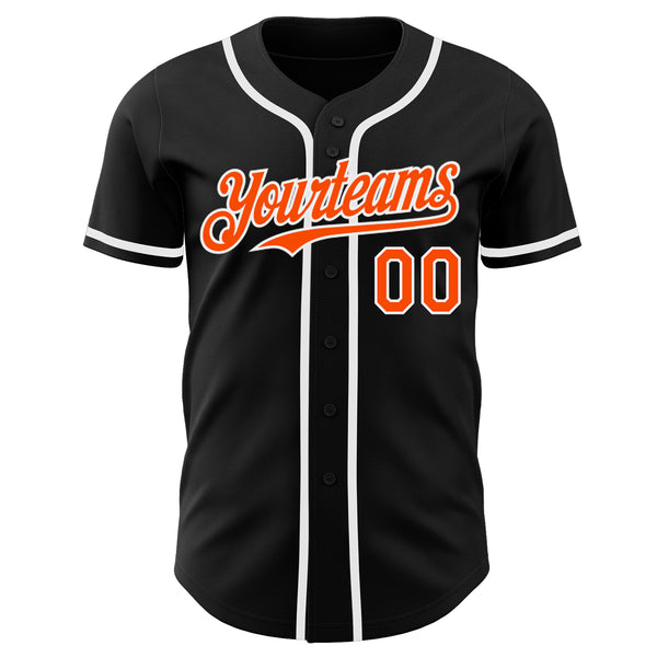 Custom Black Orange-White Authentic Baseball Jersey