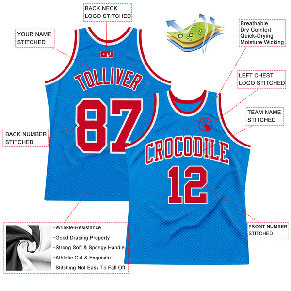 Custom Blue Red-White Authentic Throwback Basketball Jersey