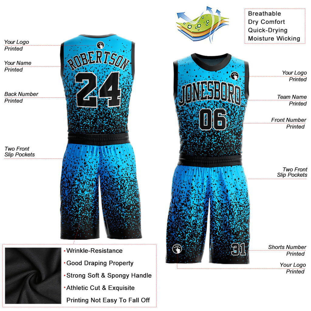 Custom Black White Pinstripe White-Light Blue Authentic Basketball Shorts  Discount