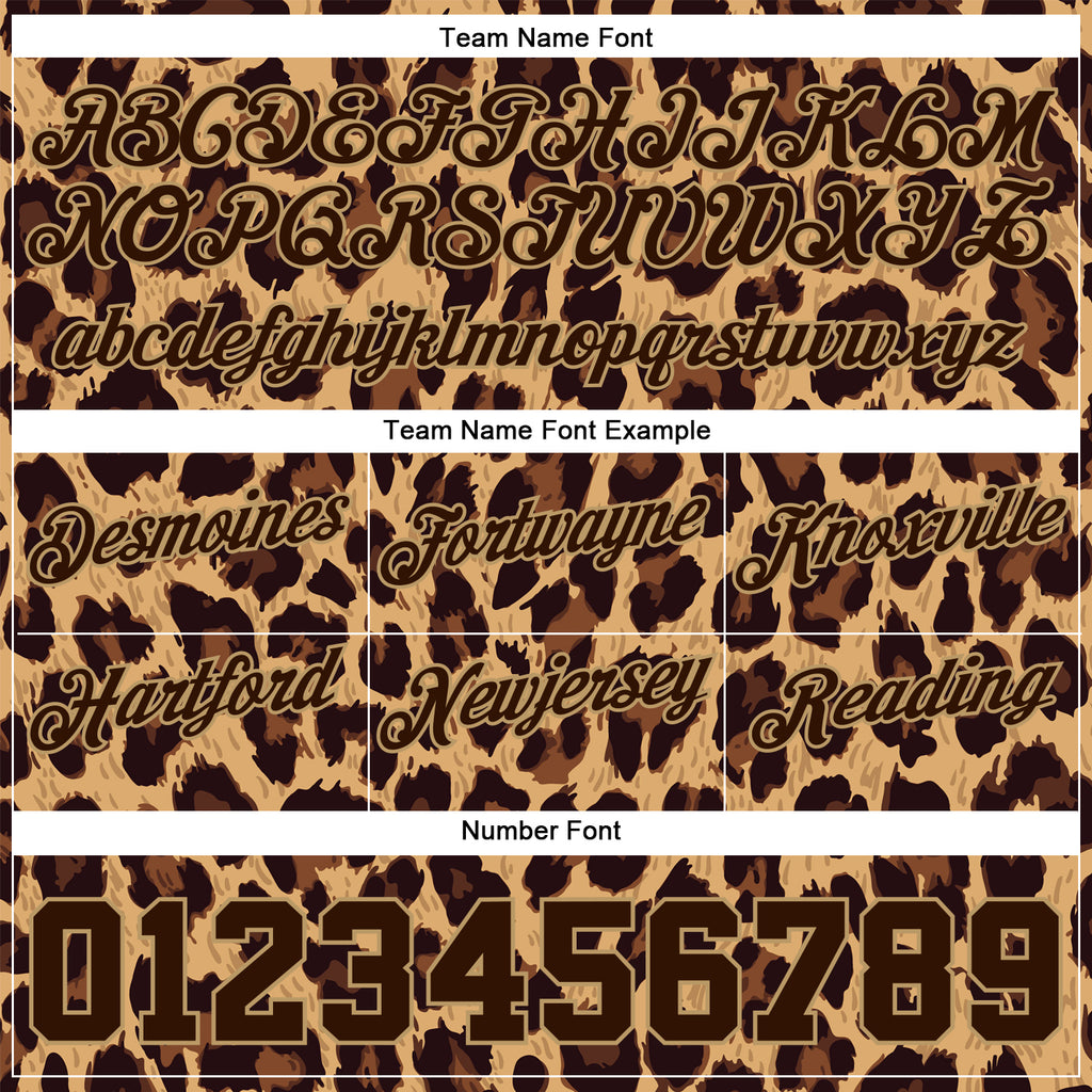 FIITG Custom Basketball Jersey Brown Brown-Old Gold 3D Pattern Design Leopard Authentic