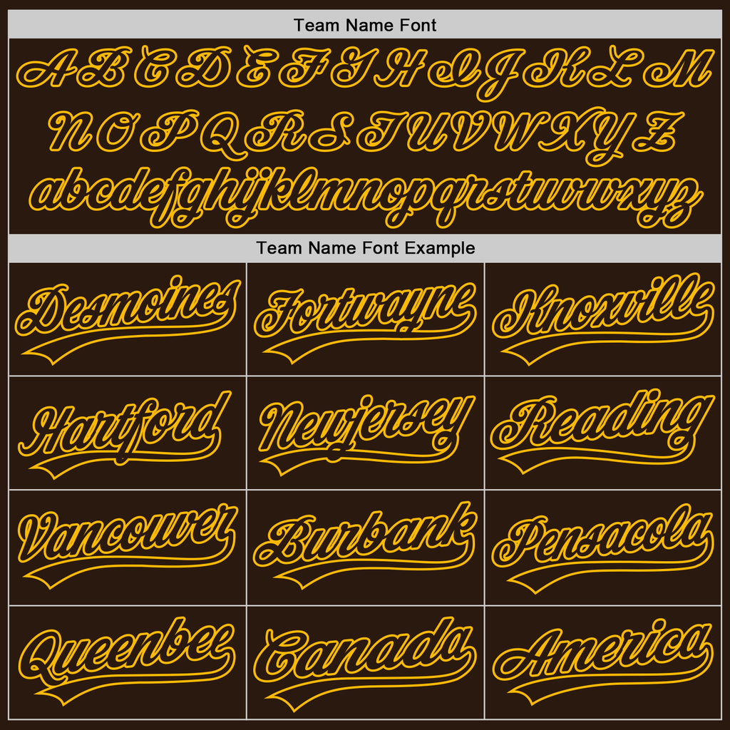 Custom Brown Brown-Gold Authentic Baseball Jersey Men's Size:2XL