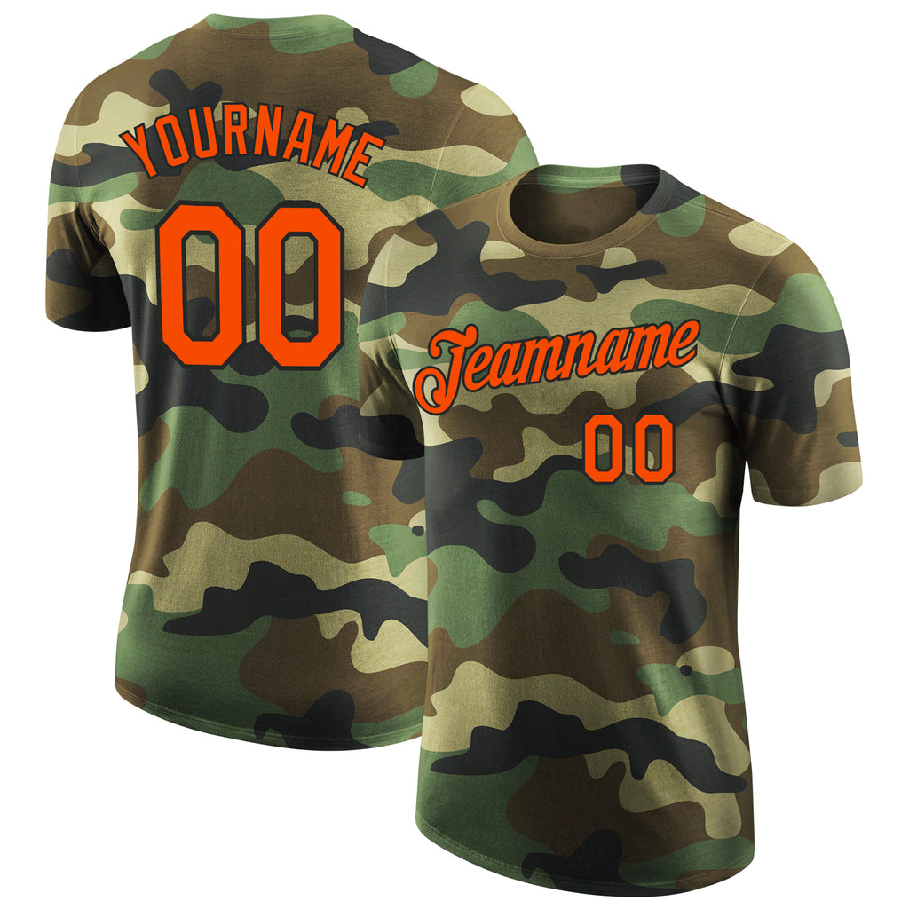 Custom Camo Navy-Orange Authentic Salute To Service Baseball Jersey