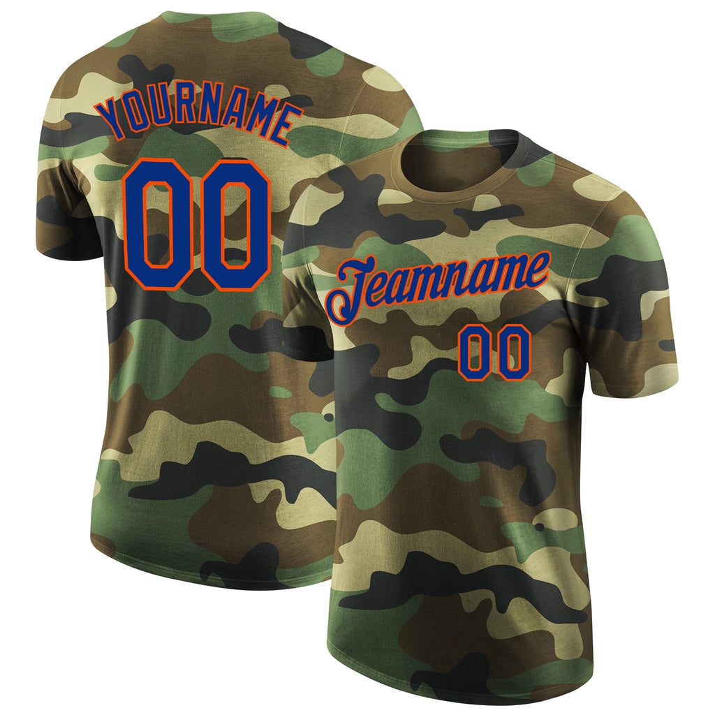 Custom Camo Royal-Orange Performance Salute To Service T-Shirt