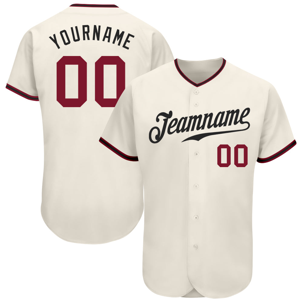 Custom Cream Crimson-Black Authentic Baseball Jersey