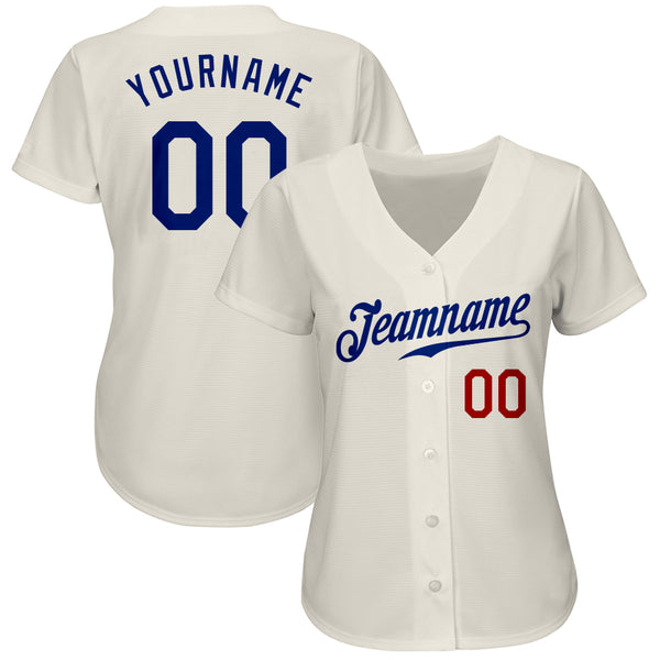 Custom Cream Royal-Red Authentic Baseball Jersey