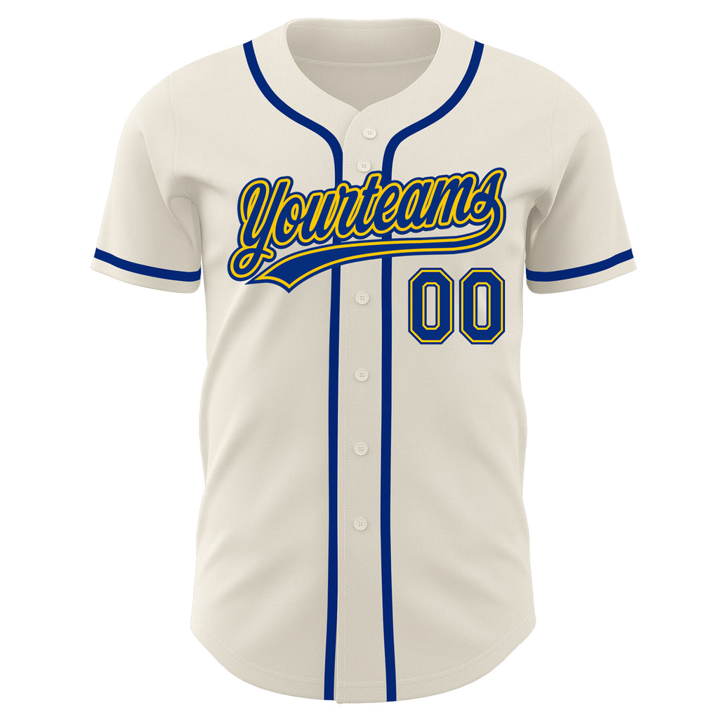 Custom Cream Royal-Gold Authentic Baseball Jersey Youth Size:M