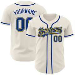 Custom Cream Royal-Gold Authentic Baseball Jersey Youth Size:M