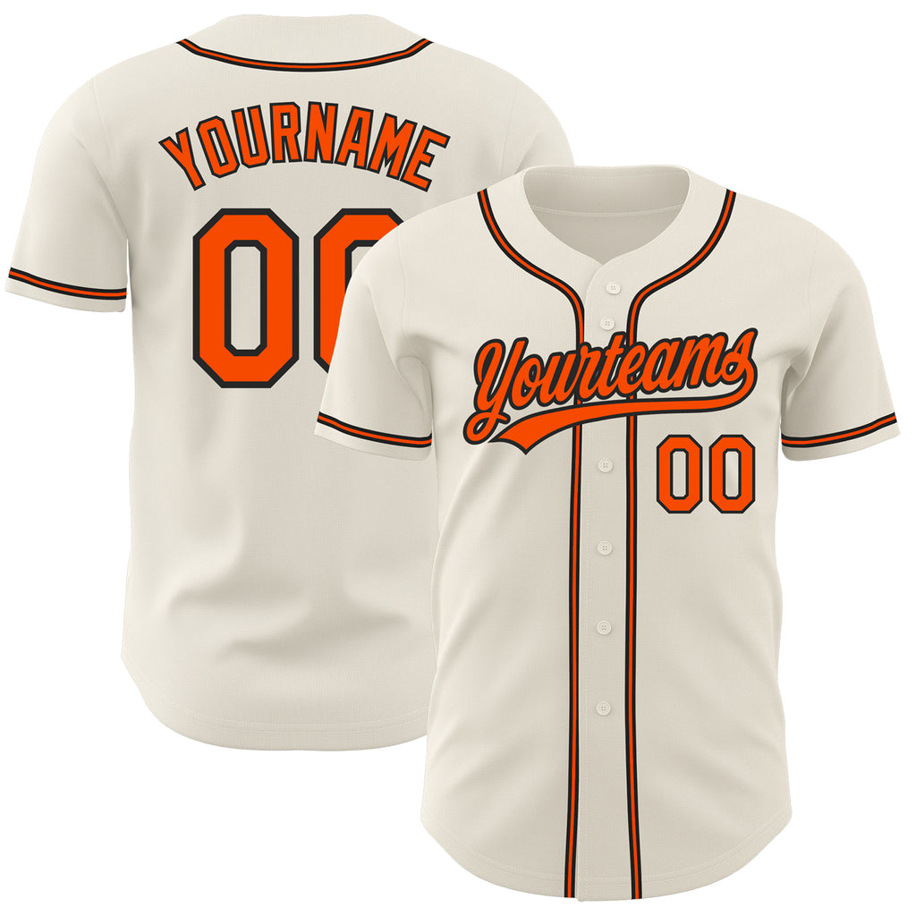 Custom Cream Orange-Black Authentic Baseball Jersey