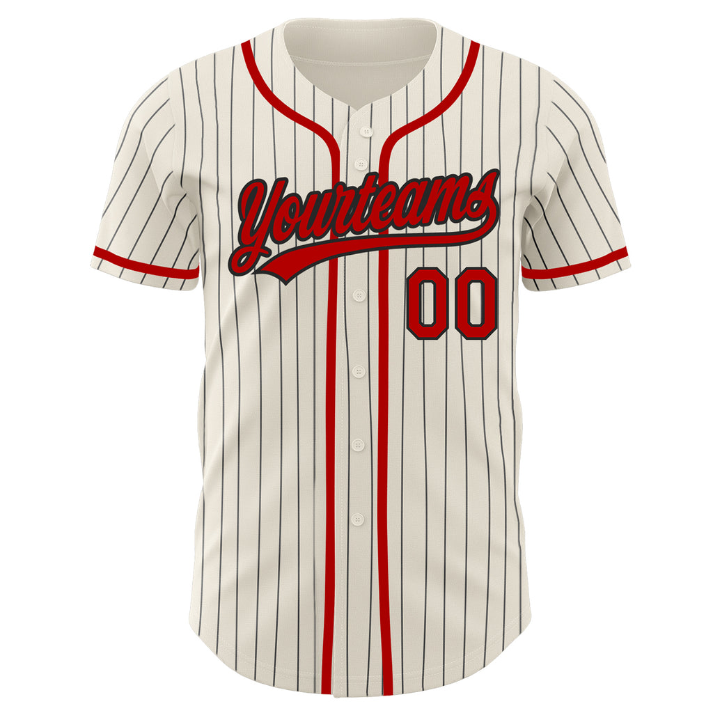 Custom Baseball Jersey White Black Pinstripe Black-Red Authentic Women's Size:M