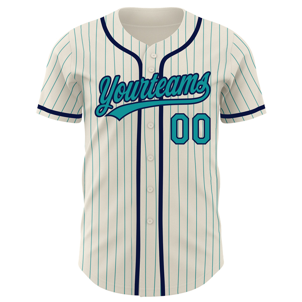 Custom Cream Teal Pinstripe Navy Authentic Baseball Jersey – Fiitg