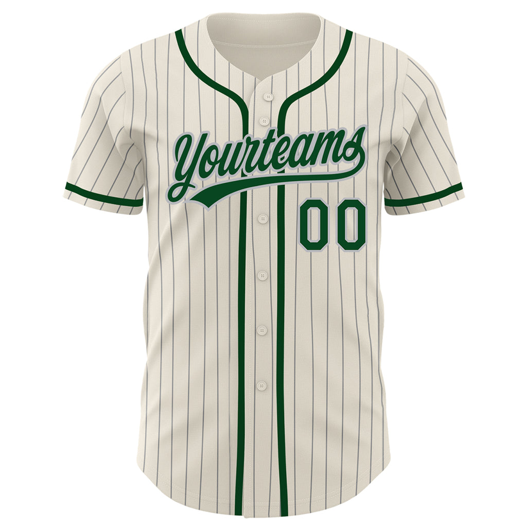 Custom Green Green-Cream Authentic Baseball Jersey Discount