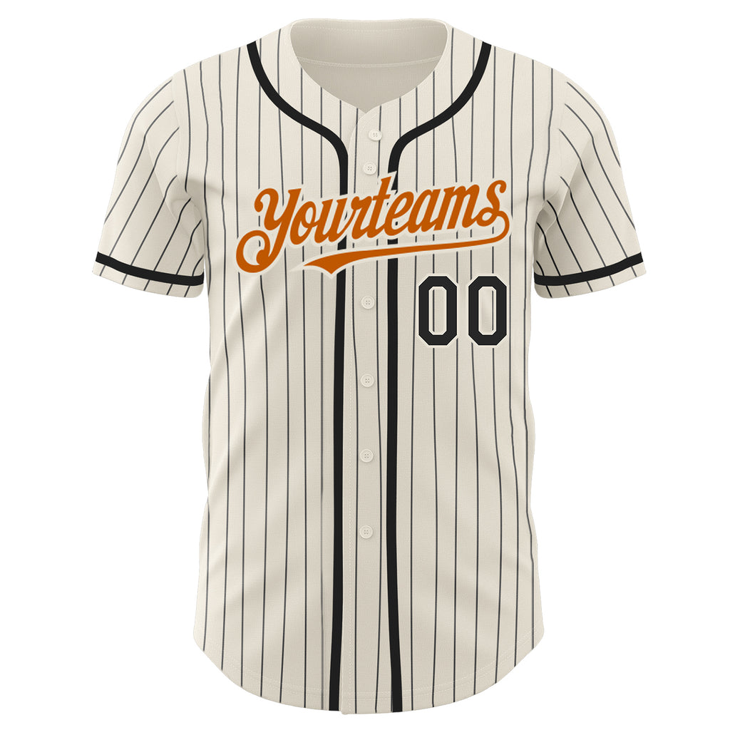 Custom Cream Black Pinstripe Red-Royal Authentic Baseball Jersey