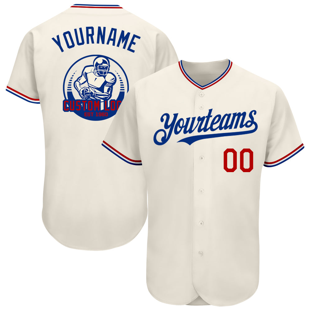 Custom Cream Cream-Red Authentic Baseball Jersey