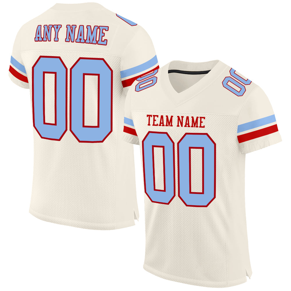 FIITG Custom Football Jersey Light Blue Red-White Mesh Authentic