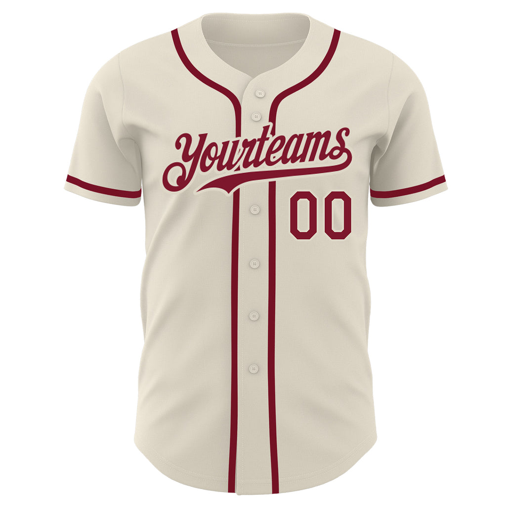 Custom Cream Cream-Red Authentic Baseball Jersey