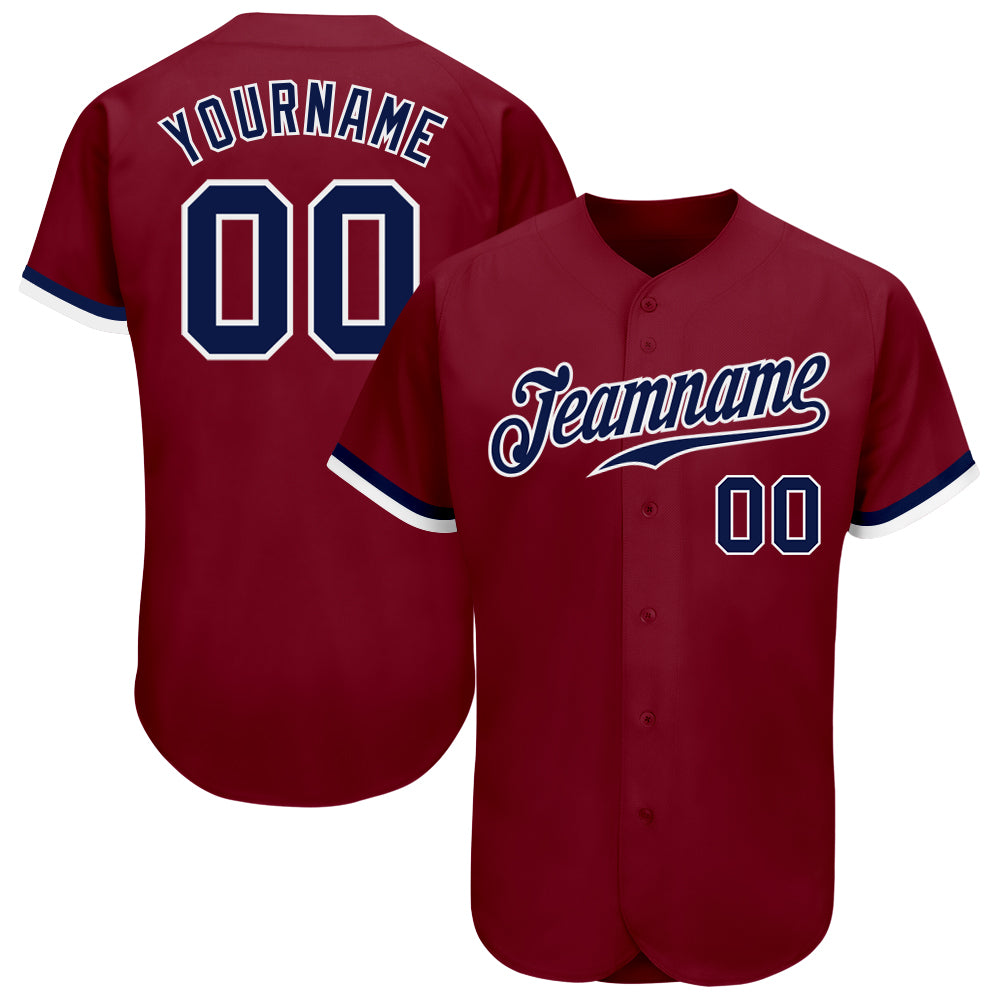 Custom Crimson Navy-White Authentic Baseball Jersey