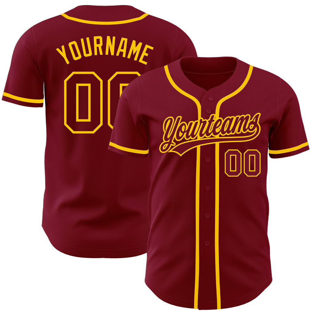 Custom Crimson Crimson-Gold Authentic Baseball Jersey