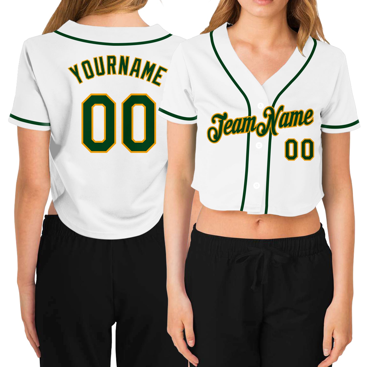 Custom Women's Crimson Crimson-Gold V-Neck Cropped Baseball Jersey