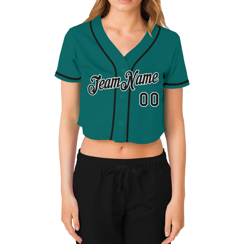 Custom White Black-Aqua Baseball Jersey