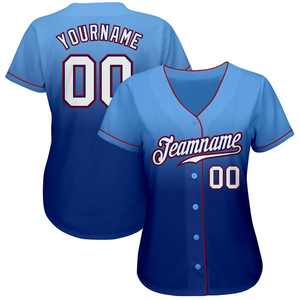 Custom Light Blue White-Royal Authentic Fade Fashion Baseball Jersey