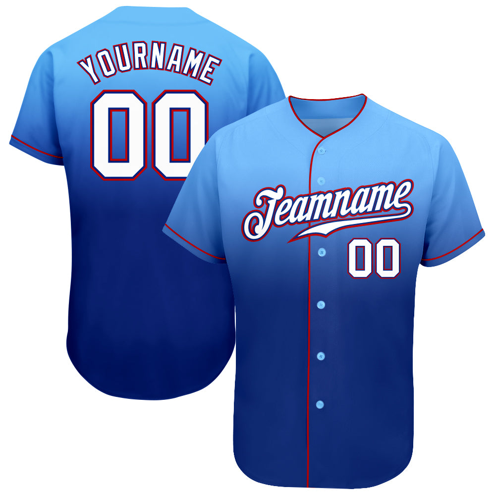 Custom Light Blue White-Royal Authentic Fade Fashion Baseball Jersey