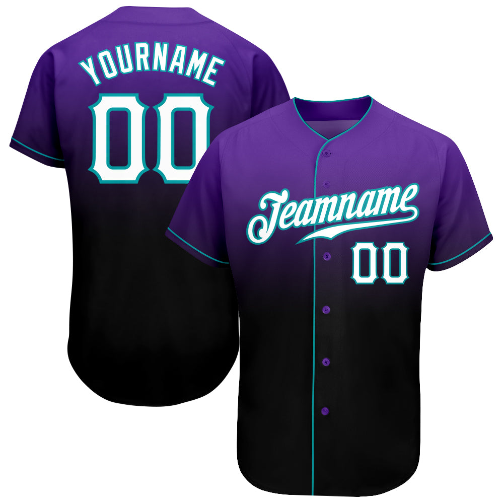 Custom Purple White-Black Authentic Fade Fashion Baseball Jersey