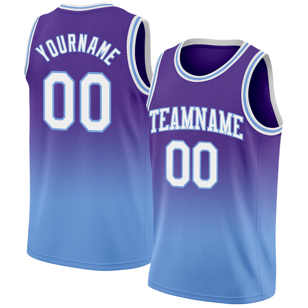 Custom Purple White-Light Blue Authentic Fade Fashion Basketball Jersey  Free Shipping – Fiitg