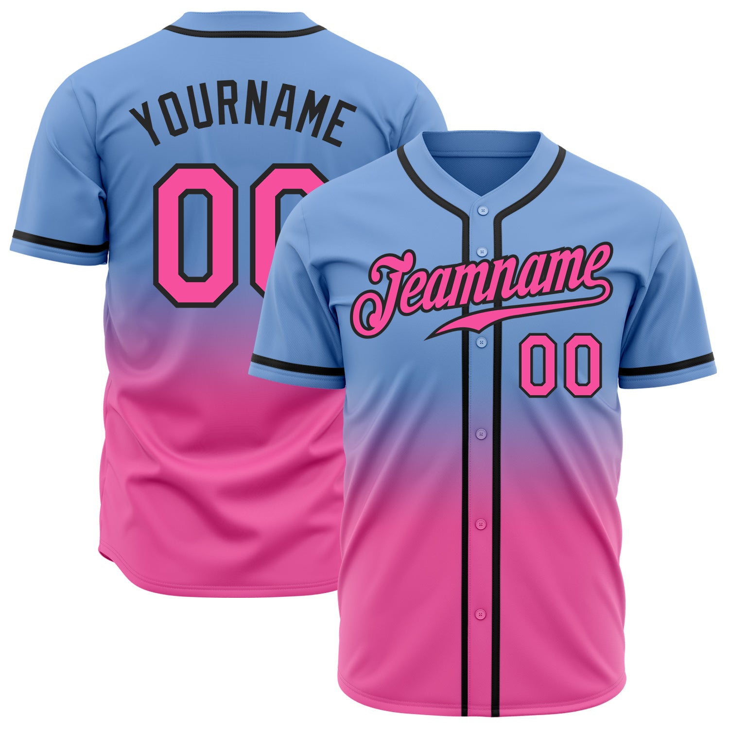 Custom White Light Blue Pink-Black Authentic Two Tone Baseball Jersey Free  Shipping – Fiitg