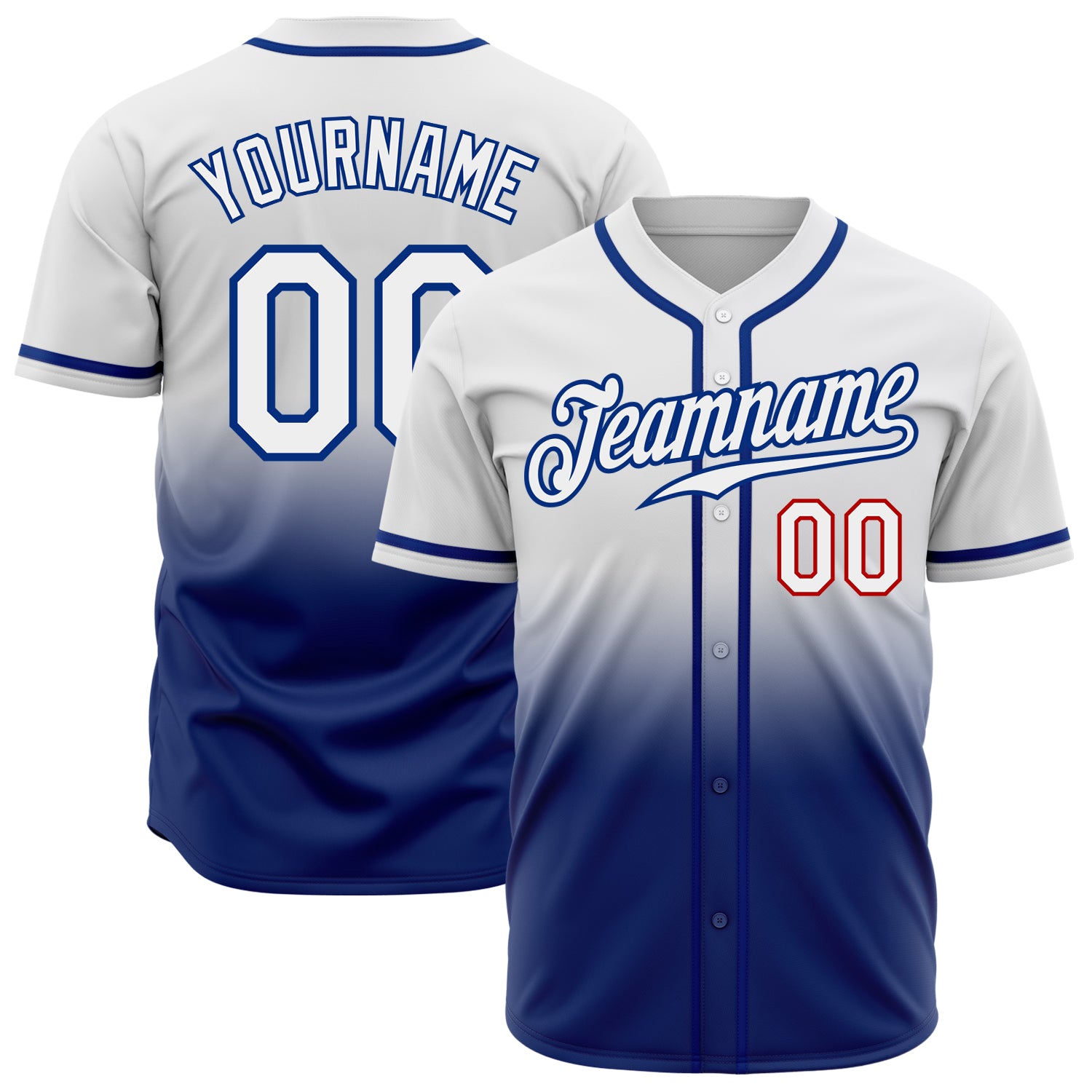 Custom Gold Red-Royal Authentic Fade Fashion Baseball Jersey Discount