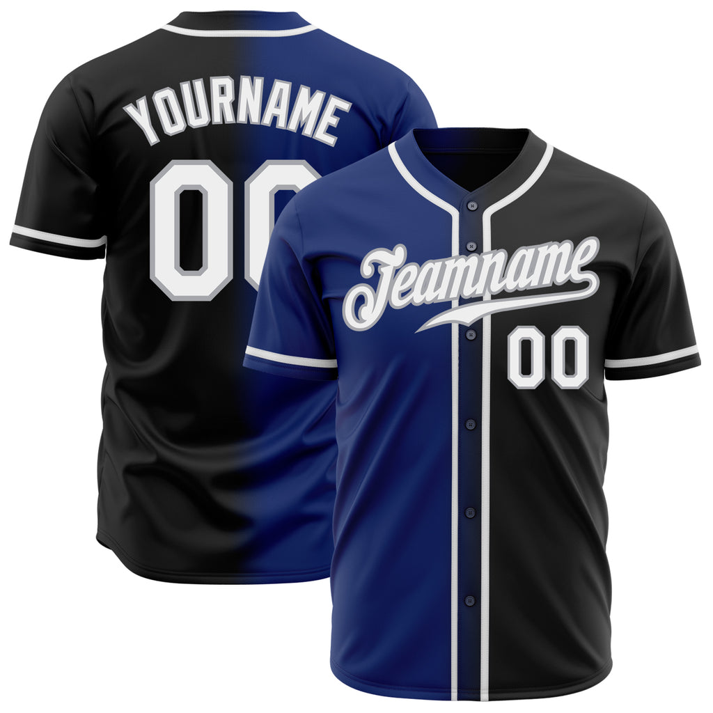 Custom Black White Royal-Gray Authentic Gradient Fashion Baseball Jersey