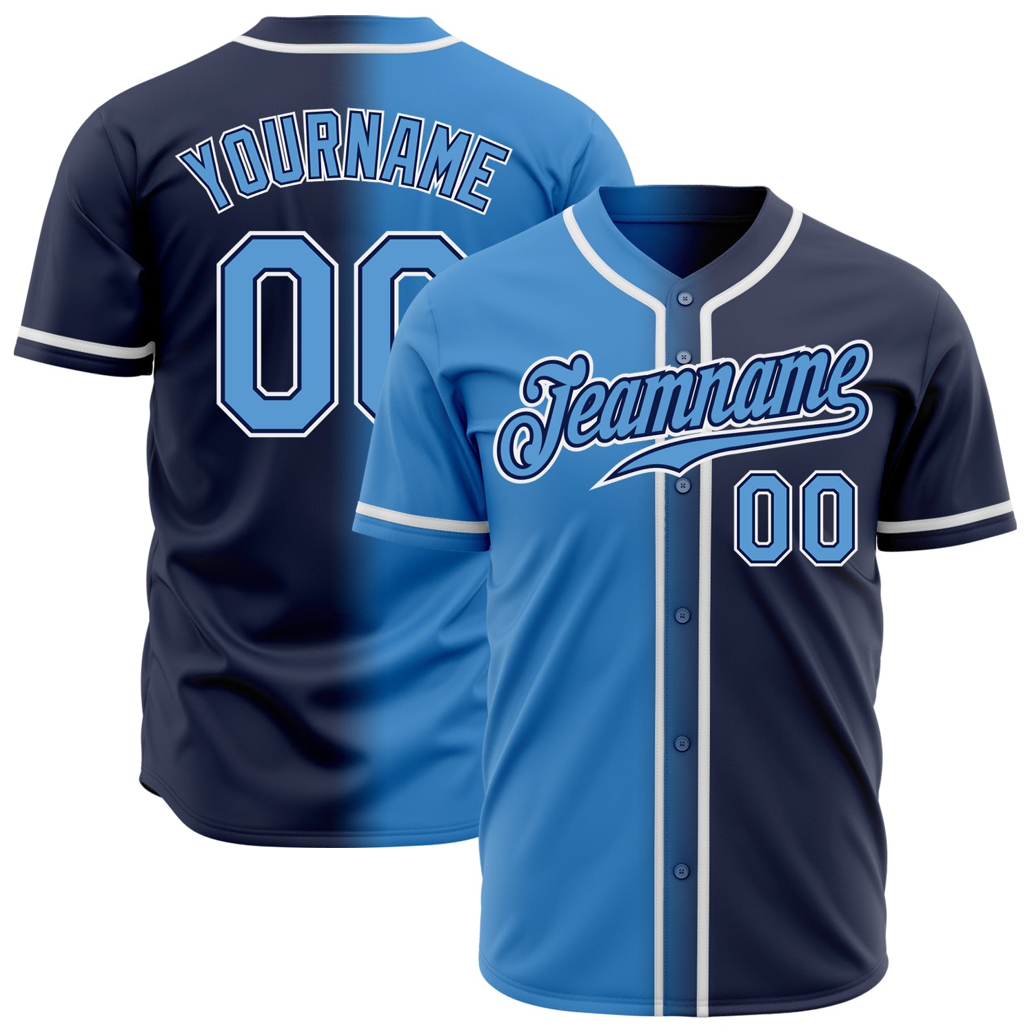 Custom Light Blue Navy-White Authentic Fade Fashion Baseball Jersey Fast  Shipping – FiitgCustom