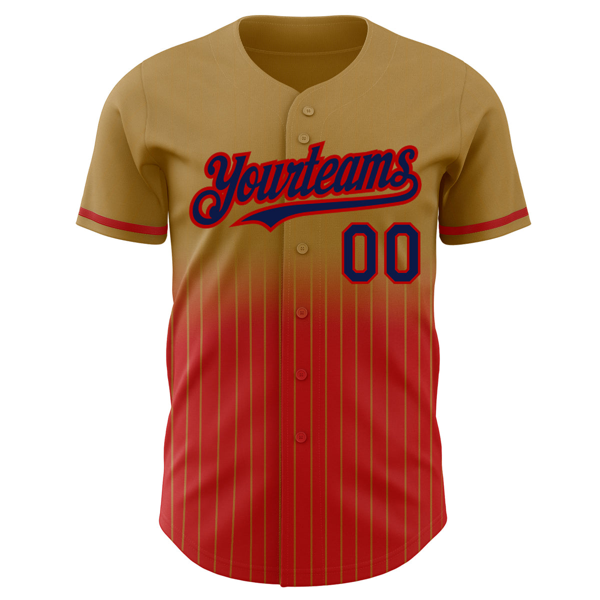 Custom Old Gold Pinstripe Navy-Red Authentic Fade Fashion Baseball ...