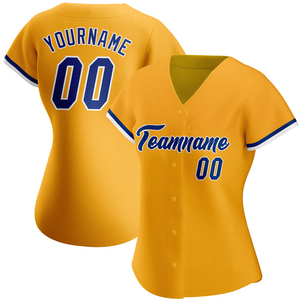 Custom Gold Royal-White Authentic Baseball Jersey