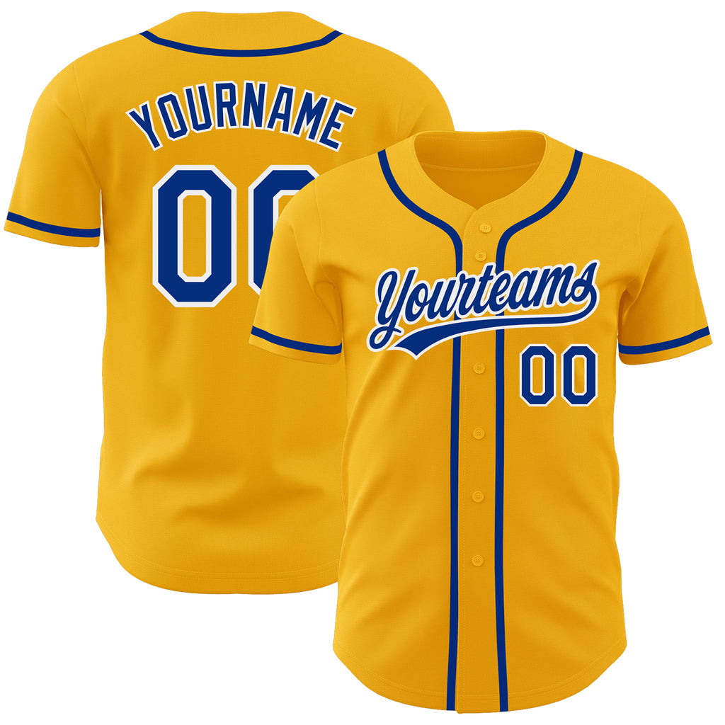 Custom Gold Royal-White Authentic Baseball Jersey