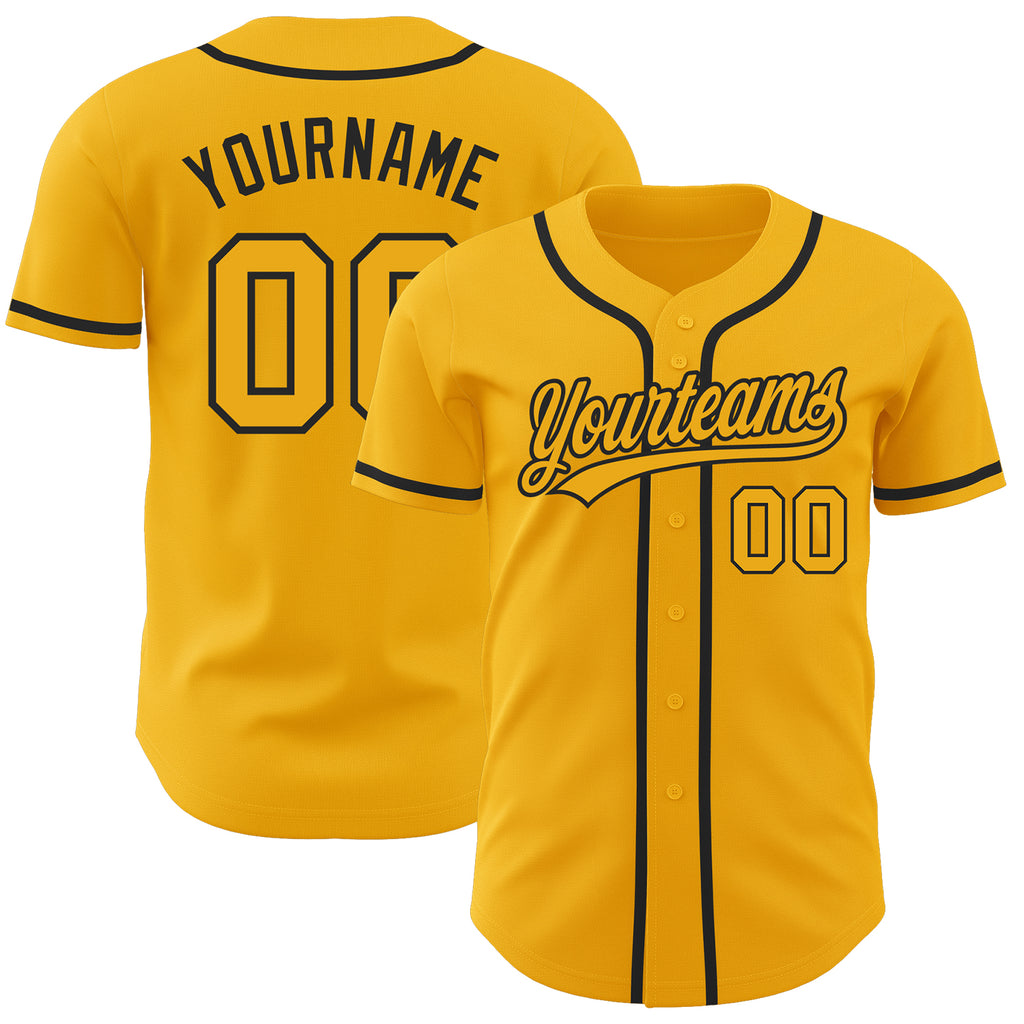 Custom Gold Gold-Black Authentic Baseball Jersey