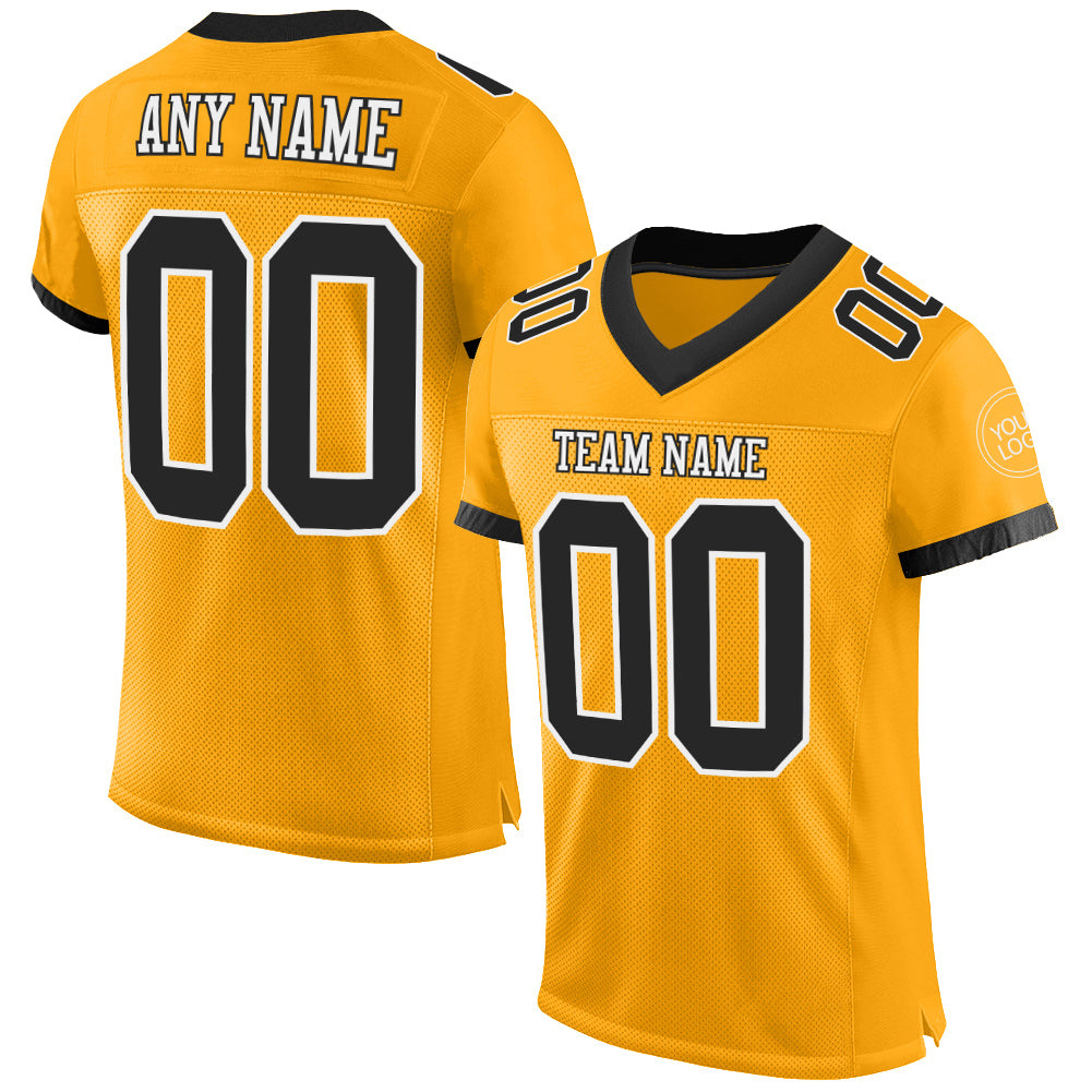 Custom Black Orange-White Mesh Authentic Football Jersey – Fiitg