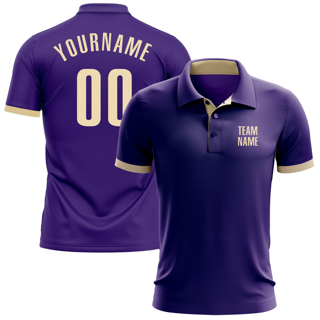 Custom Purple Cream Performance Golf Polo Shirt