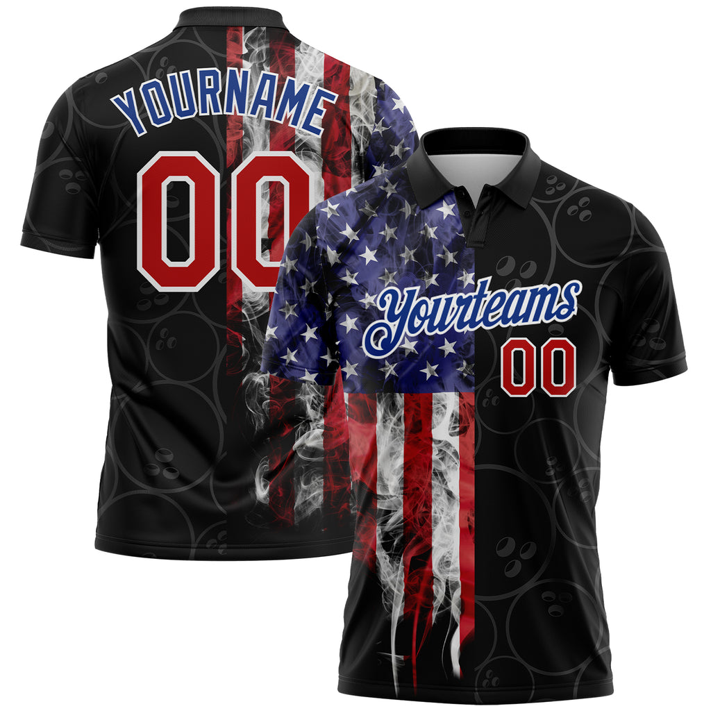 FIITG Custom Basketball Jersey Royal Royal-Red 3D Pattern Design American Flag Authentic