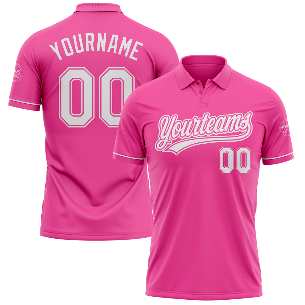 Custom Pink White Performance Vapor Golf Polo Shirt