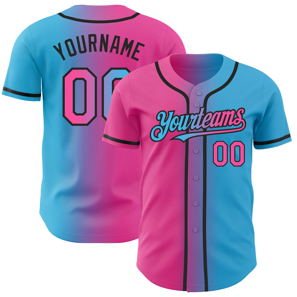 Custom Powder Blue Purple-Pink Authentic Fade Fashion Baseball Jersey  Discount