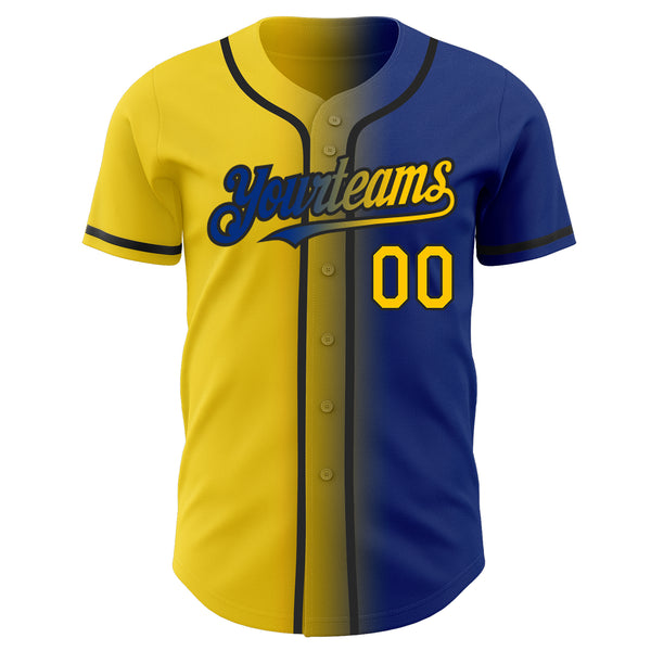 Custom Royal Yellow-Black Authentic Gradient Fashion Baseball Jersey