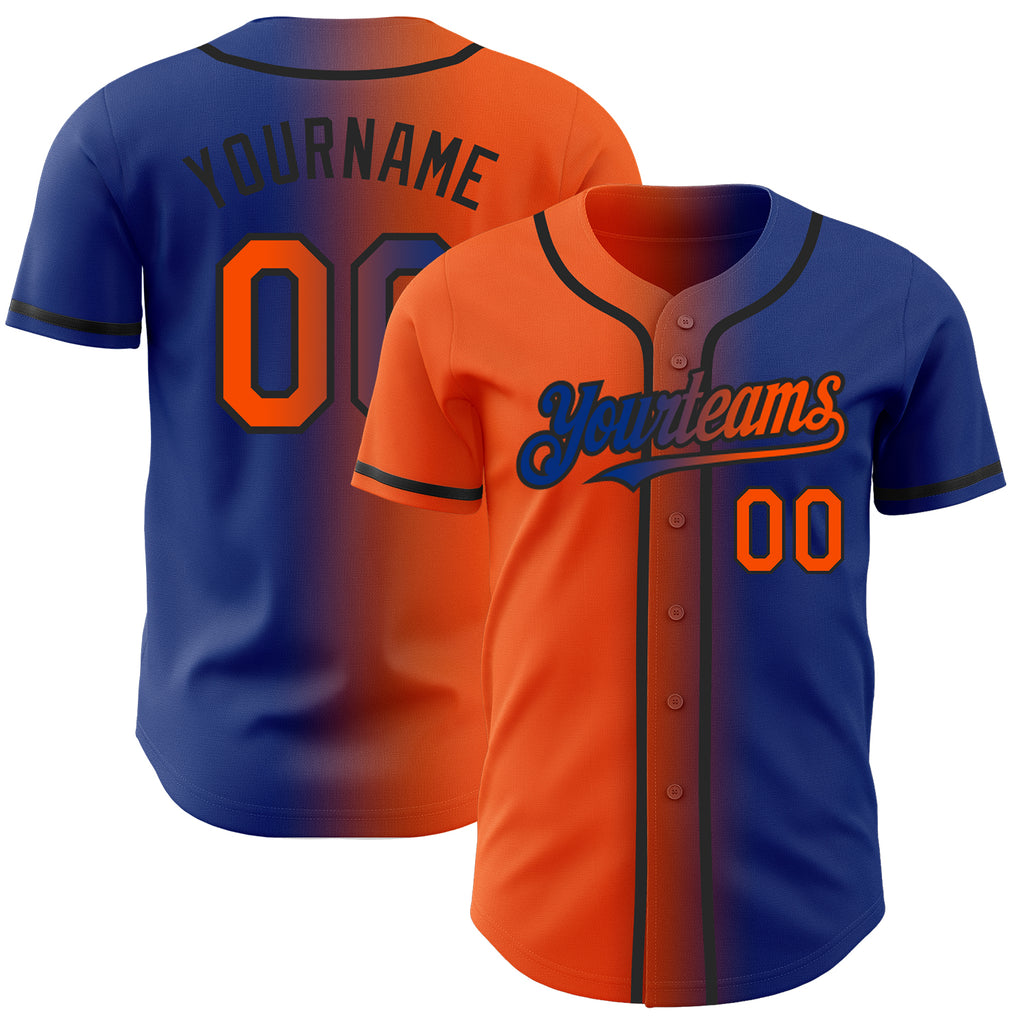 Custom Royal Orange-Black Authentic Gradient Fashion Baseball Jersey