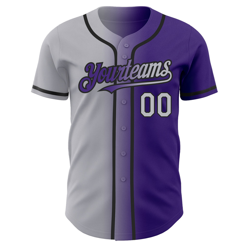 Custom Purple Black-Gray Authentic Baseball Jersey