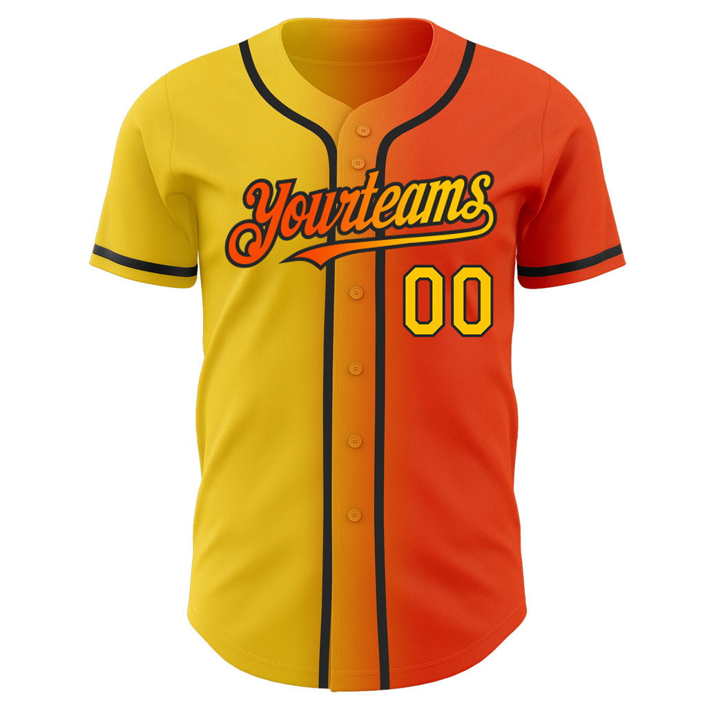 Custom Purple Yellow-Black Authentic Fade Fashion Baseball Jersey