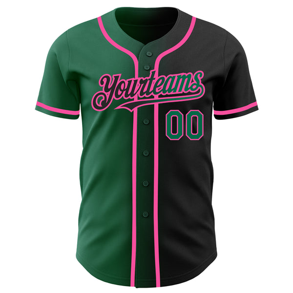 Custom Black Kelly Green-Pink Authentic Gradient Fashion Baseball Jersey