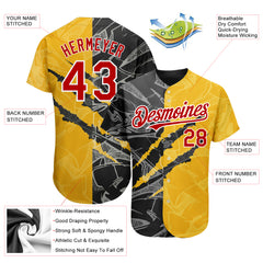 Custom Yellow Red-Black Authentic Baseball Jersey