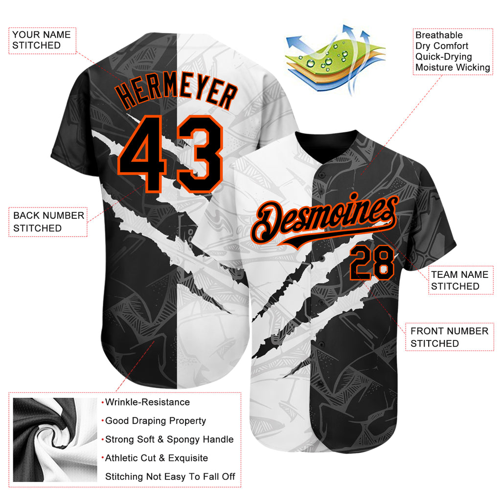 Custom 3D Pattern Design Fade Authentic Baseball Jersey Preschool Size:L