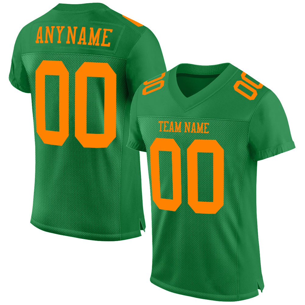 Custom Grass Green Bay Orange Mesh Authentic Football Jersey