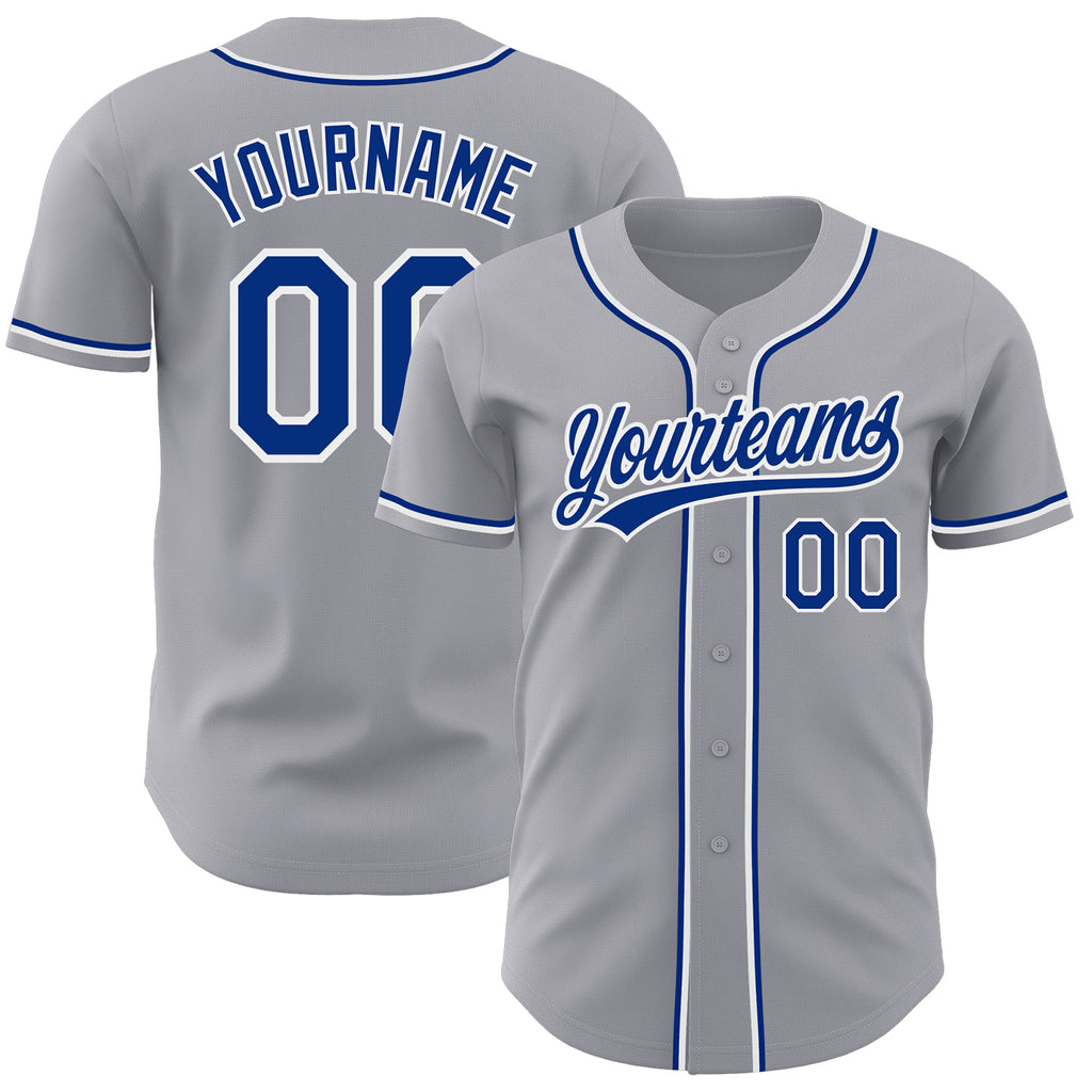 Custom Gray Royal-White Authentic Baseball Jersey