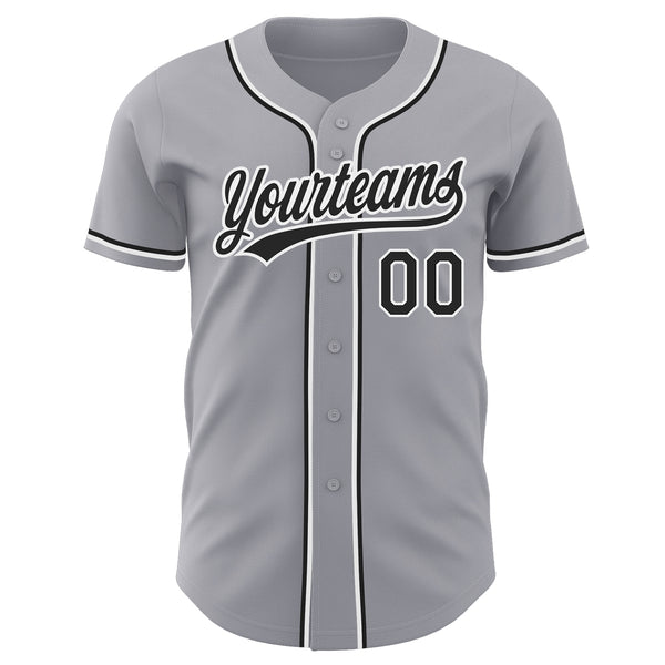 Custom Gray Black-White Authentic Baseball Jersey